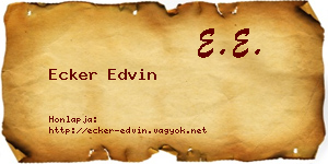 Ecker Edvin névjegykártya